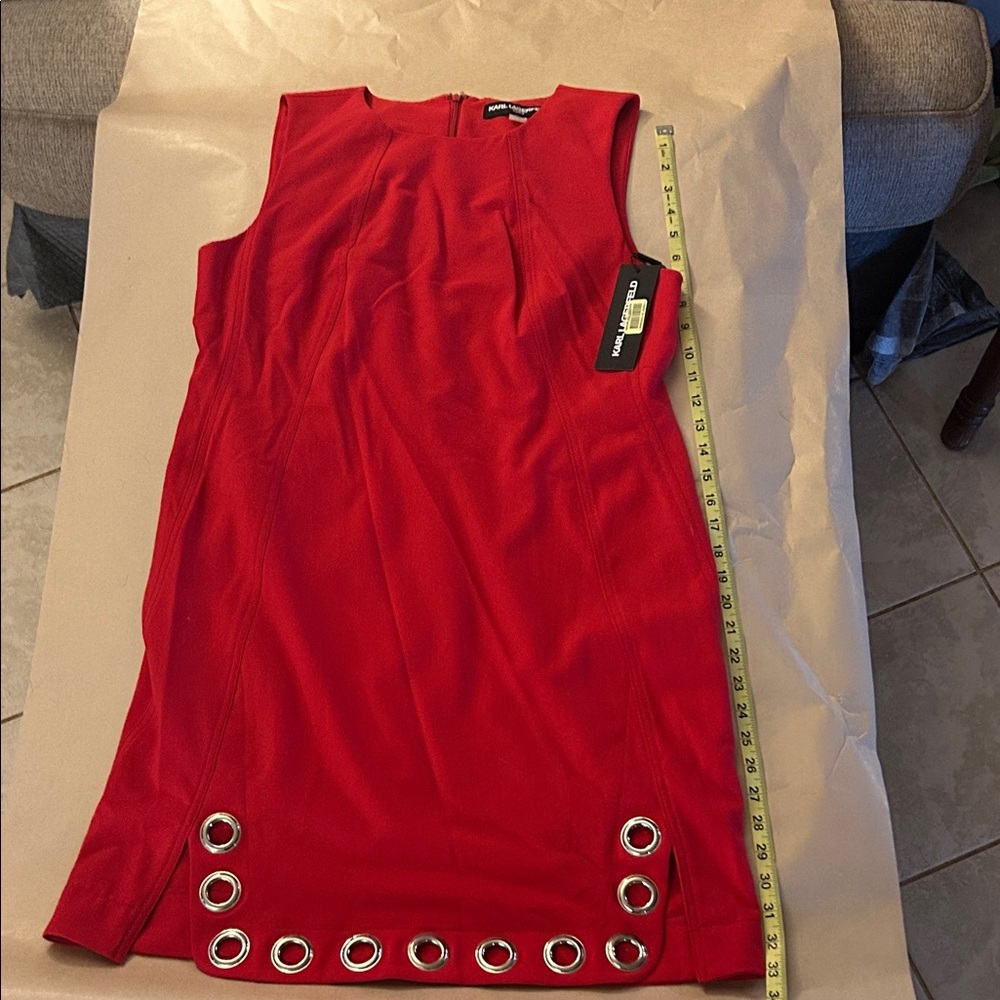 Karl Lagerfeld Red Mini Dress with Grommet Details